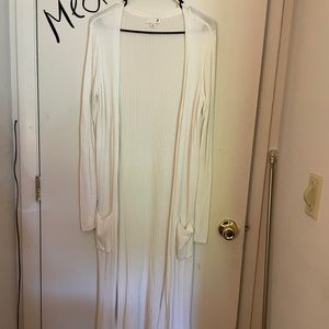 Medium floor length white cardigan